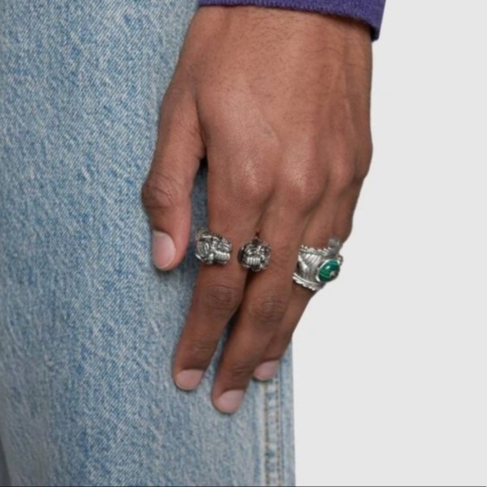 New Authentic Gucci GG Malachite Snake Ring - Picture 7 of 10